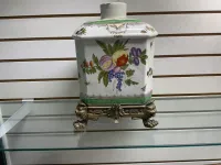 European Orchard Porcelain Urn on Lion Base – Image 1