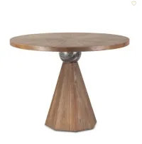 Eiffel 48” Gathering Table in Antique Teakwood and Marble Round – Image 1