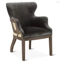 Elizabeth 25" Accent Armchair in Gray Velvet with Exposed Frame – Image 1