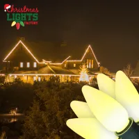 DIY C9 Christmas Light Kit – 100 ft | Choose Warm White, Red & White, or Multicolor | Includes Bulbs, Plugs, and Wire – Image 3