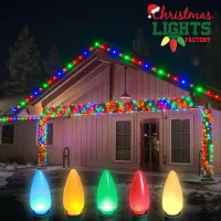 DIY C9 Christmas Light Kit – 100 ft | Choose Warm White, Red & White, or Multicolor | Includes Bulbs, Plugs, and Wire – Image 14