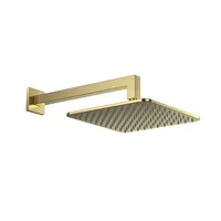 Square Shower Arm & Head Brushed Brass – Image 1