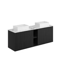 Alfie 1400 Cabinet with Open Storage – Matte Black