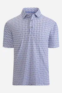 Short Sleeve Golf Print Polo Shirt – Blue, Large