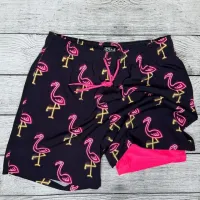Neon Flamingos Hybrid Swim Shorts – Black, Medium
