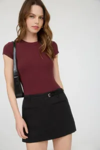 ROUND NECK SHORT SLEEVE KNIT BODYSUIT – Medium, Oxblood
