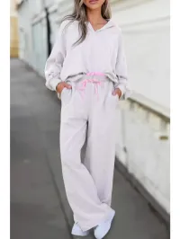 Contrasted Trim Pullover Drawstring 2pcs Pant Set – Image 2
