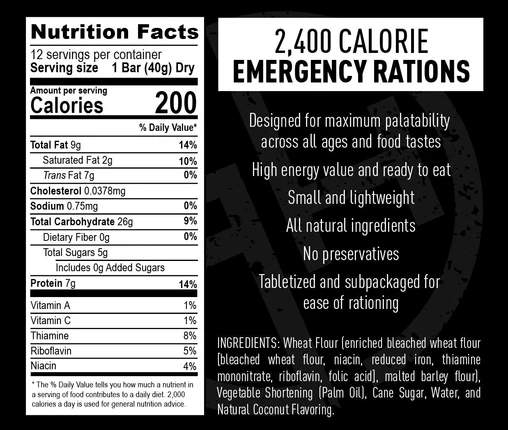 2,400 Calorie Emergency Ration Bar – Image 4