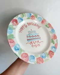 Birthday Blues Girly Plate – Image 1