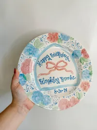 Bright Blues Floral Plate – Image 1
