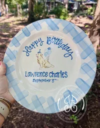 Plaid Paws Birthday Plate \ Golden Retriever – Image 1