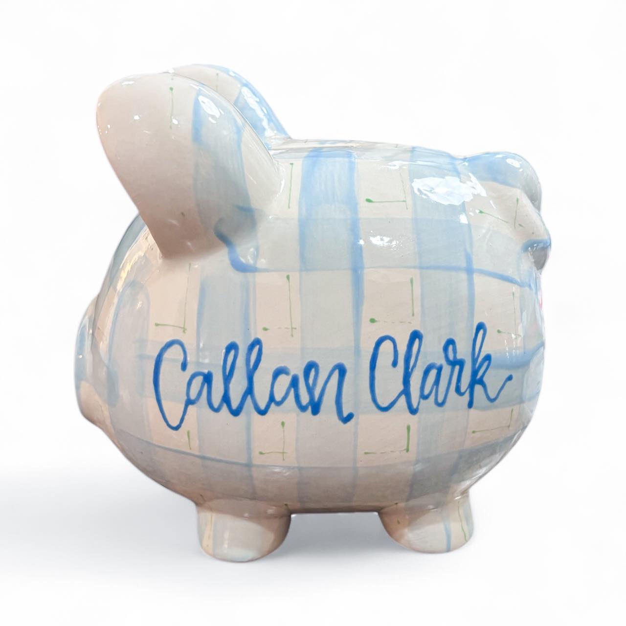 Blue Gingham Piggy – Image 1