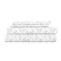 Burst of Vines Pattern 4-Piece Sheet Set – Twin, Light Gray