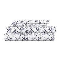 Burst of Vines Pattern 4-Piece Sheet Set – Twin, Navy