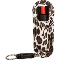 Pepper Shot 1.2% MC ½ oz Halo Leopard Print Holster and Quick Release Keychain – Image 1