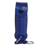 Pepper Shot 1.2% MC ½ oz Leatherette Holster and Quick Release Keychain – Blue