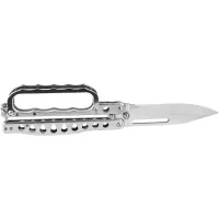 11" Knuckle Trench Knife — Silver, Half-Serrated – Image 1