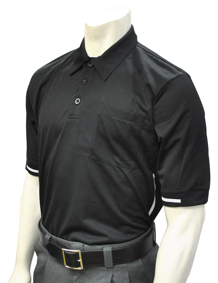 BBS310V2-Smitty Major League Style Umpire Shirt "BODY FLEX STYLE" - Available in Black and Carolina Blue – M, Black