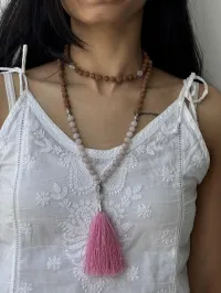 Rose Quartz with Rudraksha Beads – Image 2