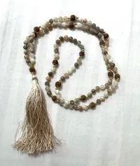 062 Faceted Multicolor Moonstone with Separator Rudraksha – Image 3