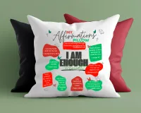 "I Am Enough Periodt" Affirmation Pillow - Red and Green – Image 1