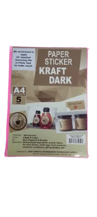 MW1851 Kraft Dark Sticker Paper A4 – Inkjet & Laser Printable (5 Sheets) – Image 2