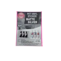 MW0916 Vinyl Sticker Pet Matte Silver A4 5S – Image 1