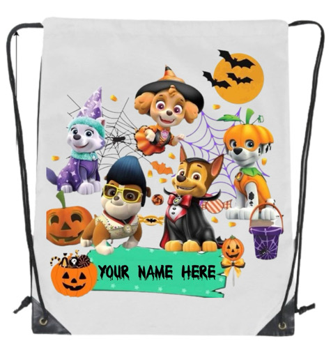 Custom Halloween Dog Pack Drawstring Bag | Personalized Sublimation Print | Spooky & Fun Design – Image 1