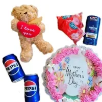 Cake mama- peluche -aseo-refresco 7 u – Imagen 1