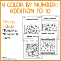 Pumpkins Color by Code Number Sense to 20 + Addition to 10 – Image 4