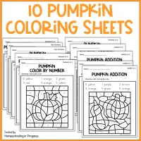 Pumpkins Color by Code Number Sense to 20 + Addition to 10 – Image 2