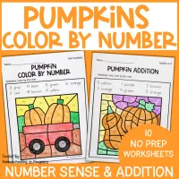Pumpkins Color by Code Number Sense to 20 + Addition to 10 – Image 1