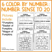 Pumpkins Color by Code Number Sense to 20 + Addition to 10 – Image 3
