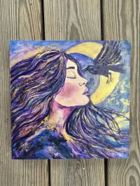 Blackbird Sings with Midnight Wings – Original Painting – Image 2