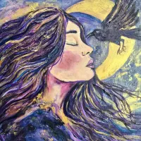 Blackbird Sings with Midnight Wings – Original Painting – Image 1