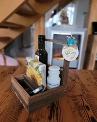 Handcrafted Rustic Table Caddy with Candle & Treat Holder – Image 1