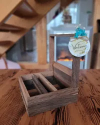 Handcrafted Rustic Table Caddy with Candle & Treat Holder – Image 2
