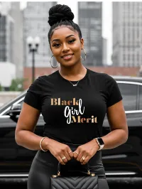 Black Girl Merit Signature Tee - Available in Tee, Hoodie, Sweatshirt or Crop! – Black, XS, Tee