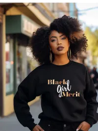 Black Girl Merit Signature Tee - Available in Tee, Hoodie, Sweatshirt or Crop! – Black, XS, Sweatshirt
