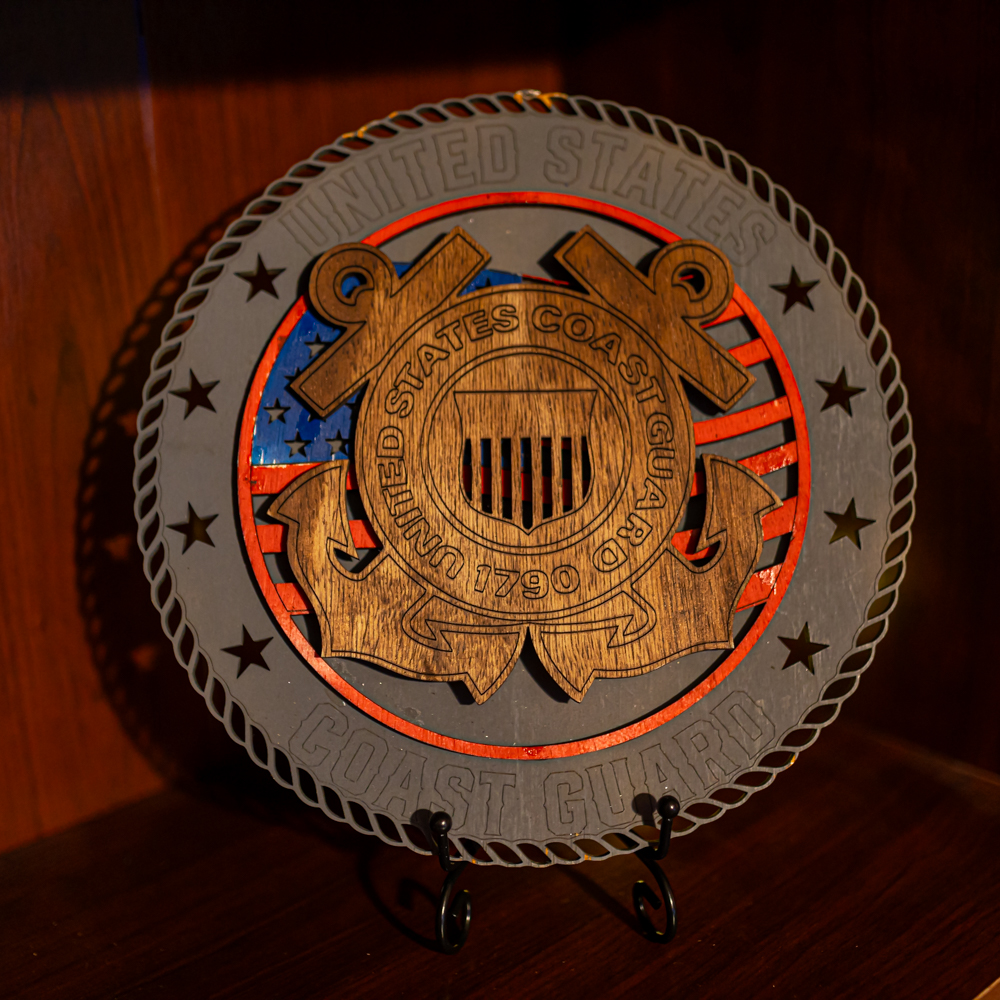 Handcrafted 3-Layer Wooden U.S. Coast Guard Emblem – Hand-Painted Military Ornament – Image 2