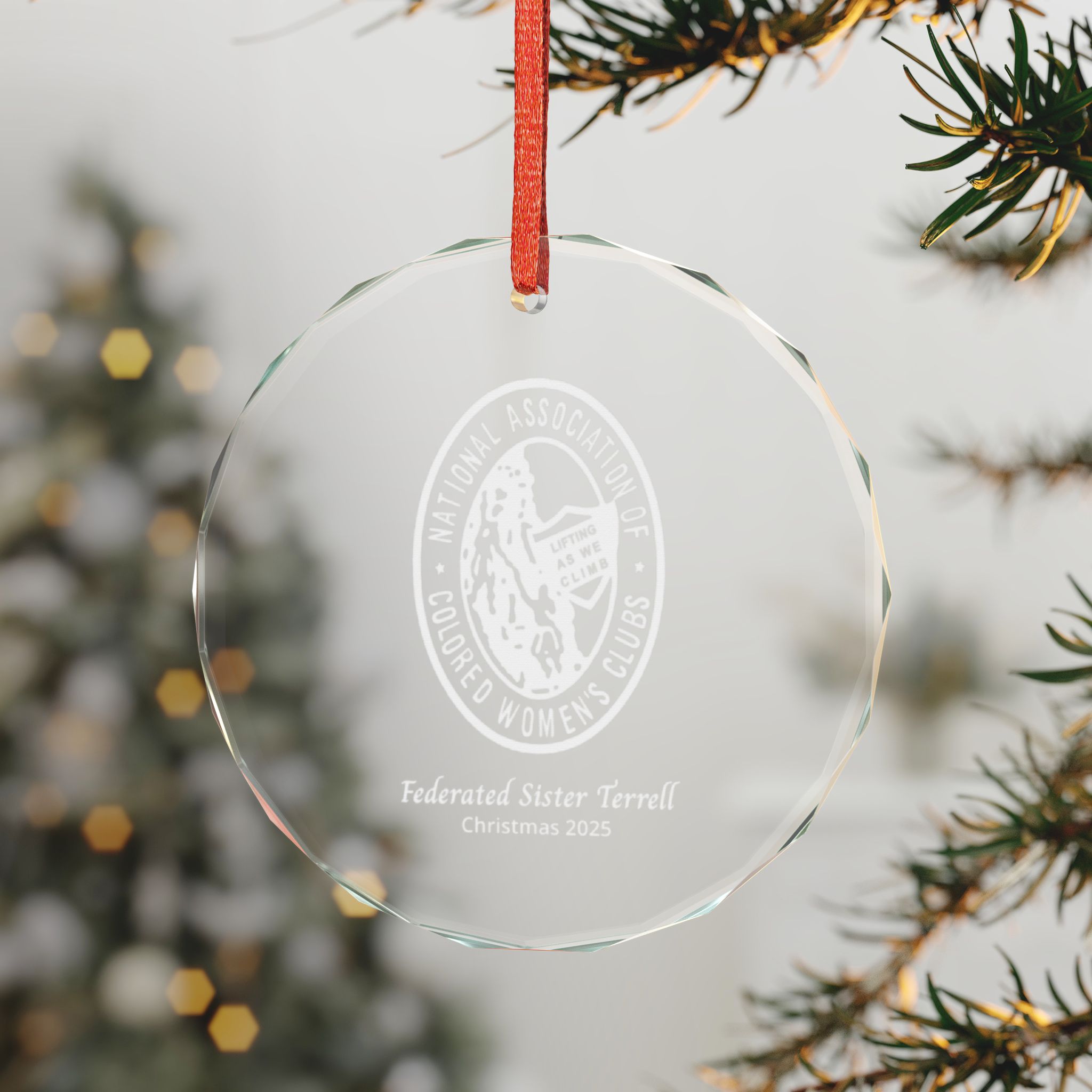 NACWC Logo Glass Ornaments – White, No