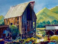 Barn Watercolor Painting – Image 1