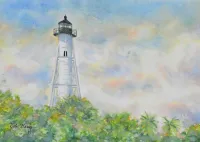 Gasparilla Island Lighthouse Watercolor Painting – Image 1