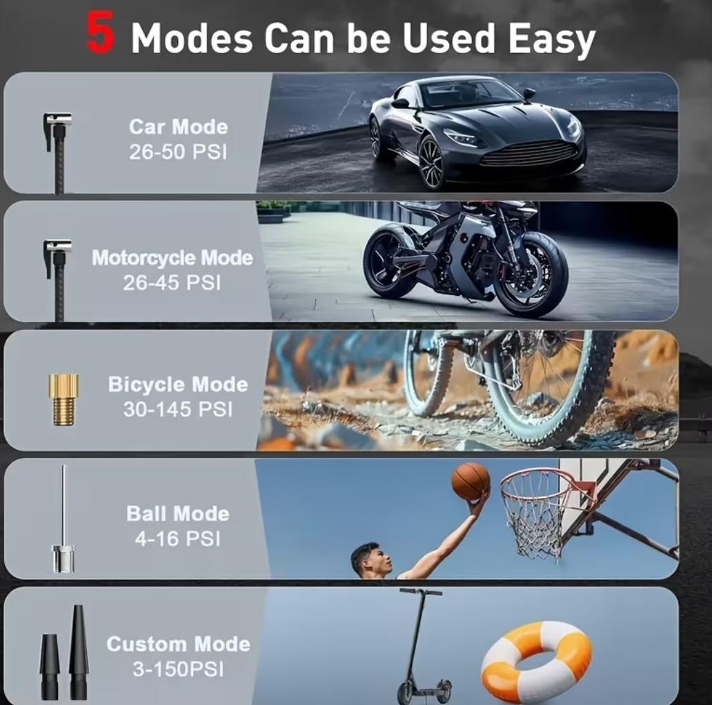 Auto kompresor nabíjací výkonný 150psi (10.34 bar) – Image 4