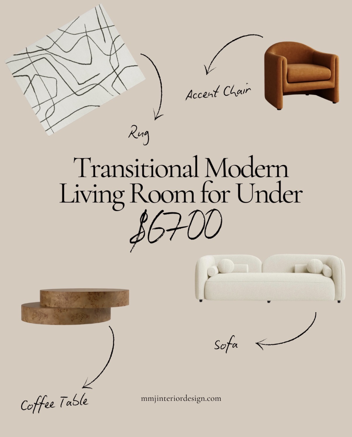 Transitional Modern Living Room for Under $6700 – Image 1