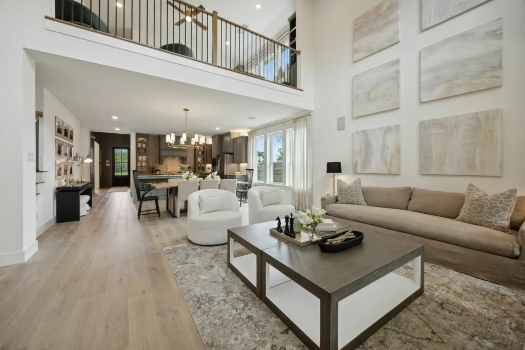 Open living room in a single story home