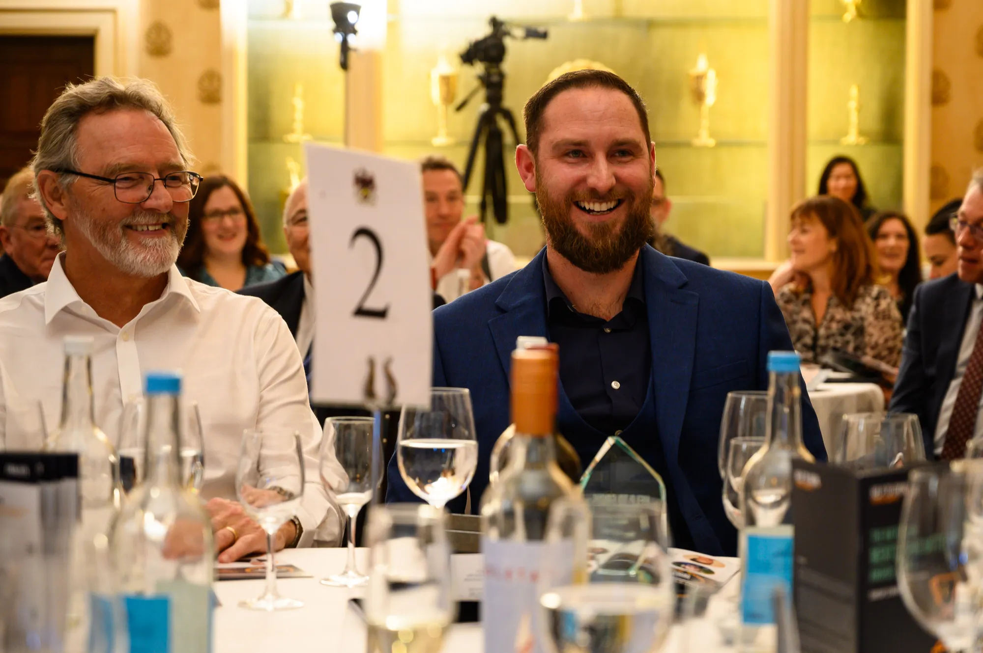 Business leaders at a fine dining dinner