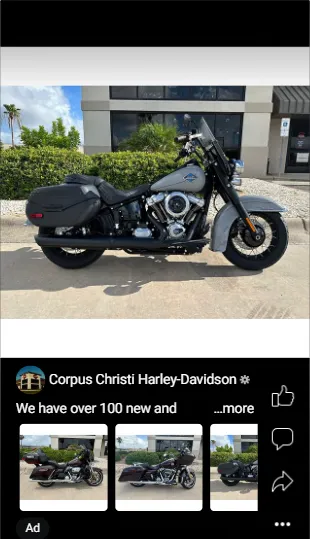 Facebook Reels ad from Corpus Christi Harley-Davidson
