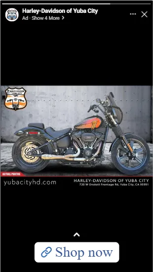 Facebook Stories ad from Harley-Davidson of Yuba City
