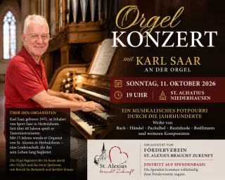Orgelkonzert in St. Achatius: Karl Saar spielt Werke aus mehreren Jahrhunderten